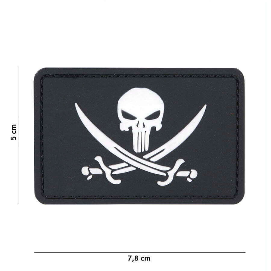 Embleem 3D PVC Punisher pirate zwart #11125 - Darkshop